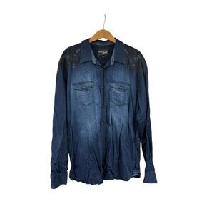 Moonshine Spirit By Brad Paisley Dark Wash Denim Western Pearl Snap Shirt Men XL